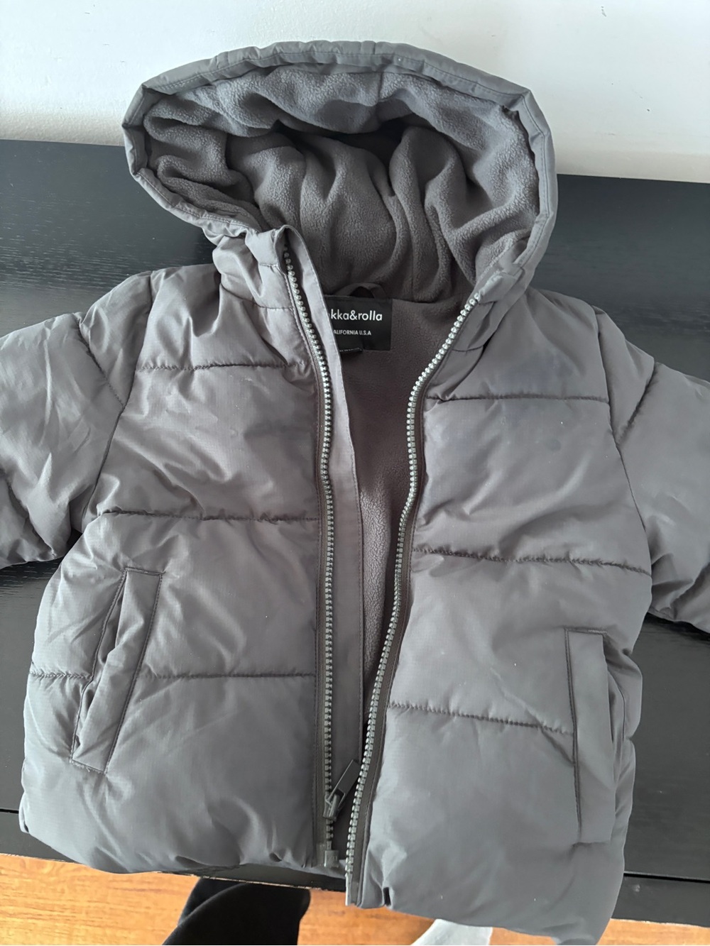 Kids' Gray Puffer Jacket with Hood